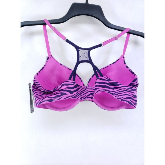 Rampage Push-Up Front Close Bra Zebra Print Pink & Black Size 38C - Picture 3 of 6